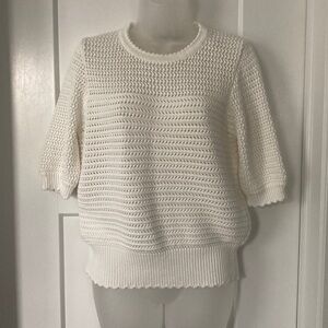 Beautiful Crochet Short Sleeve Sweater,size-S, 💯 % cotton,Cream/off white